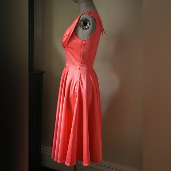 💖 Candice Gwinn New Orleans Coral Pin-Up Swing Dress 💖 - Picture 3 of 4